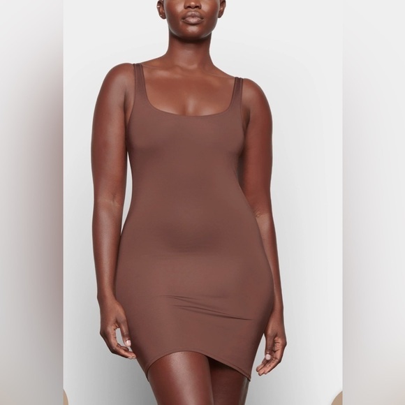 SKIMS Signature Swim Tank Mini Dress COCOA Sz XXS Style#:SW-DRS-0005 - Picture 1 of 6
